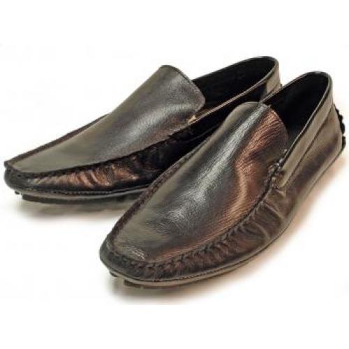 Encore By Fiesso Black Genuine Leather Loafer Shoes With Bracelet FI3010